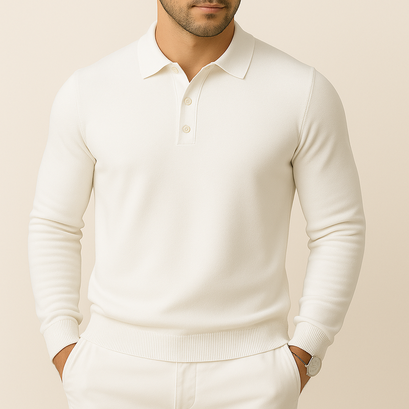 Men’s Soft Knit Long-Sleeve Polo Shirt