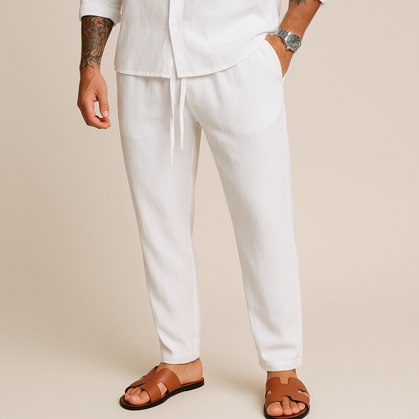 STRETCH LINEN TROUSERS