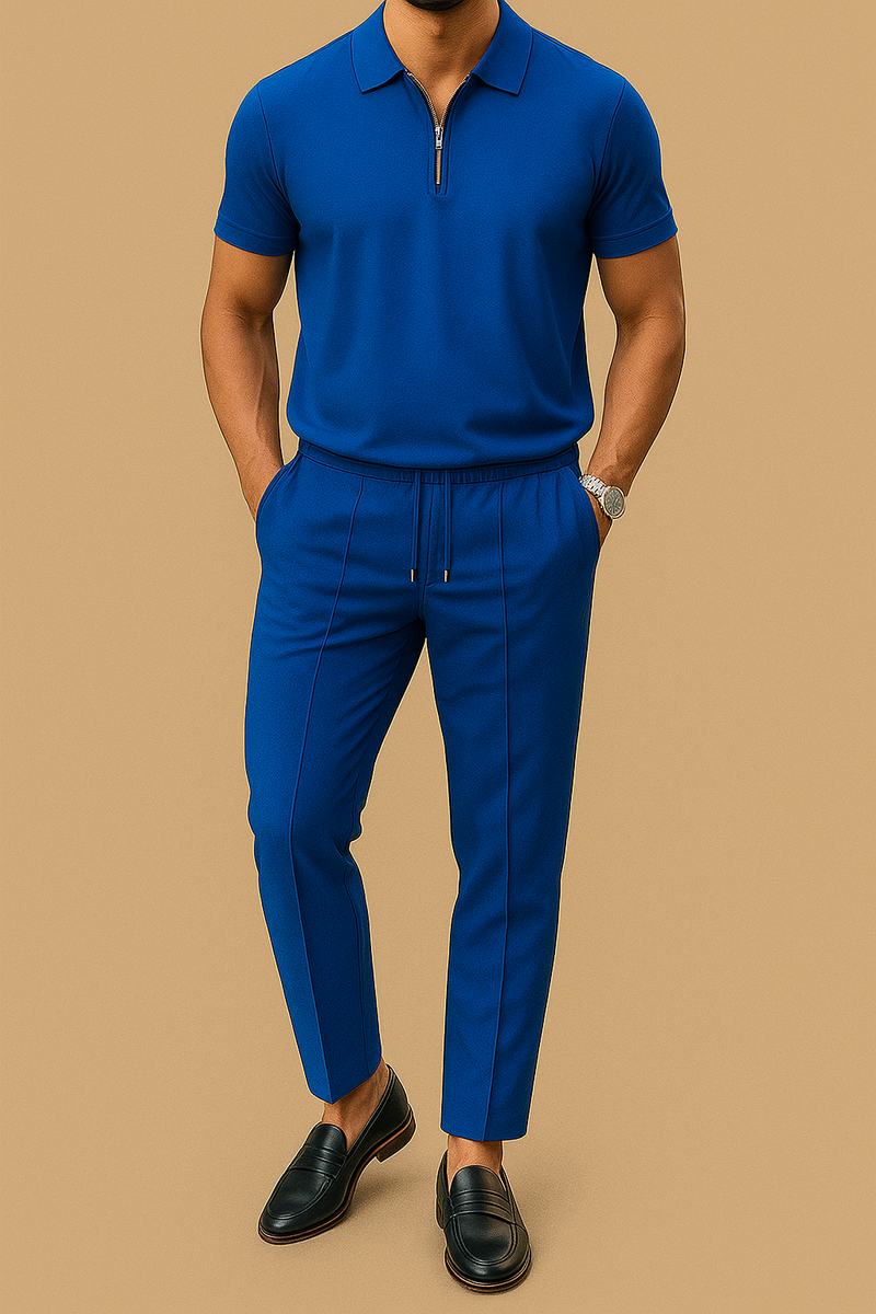 Men's Polo Shirt & Pants 2-Piece Set