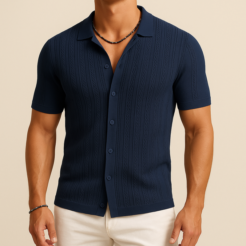 Men’s Knit Button Down Polo Shirt