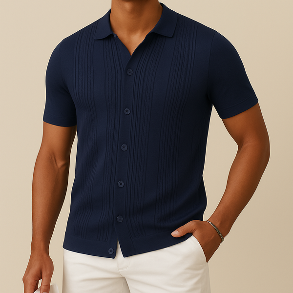 Men’s Knit Button Down Polo Shirt