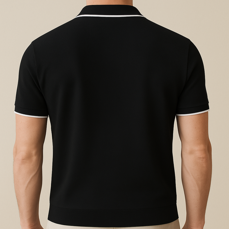 Men’s Knitted Zipper Polo Shirt