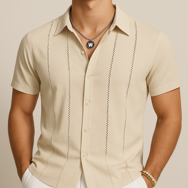 Khaki Cuban Style Summer Shirt