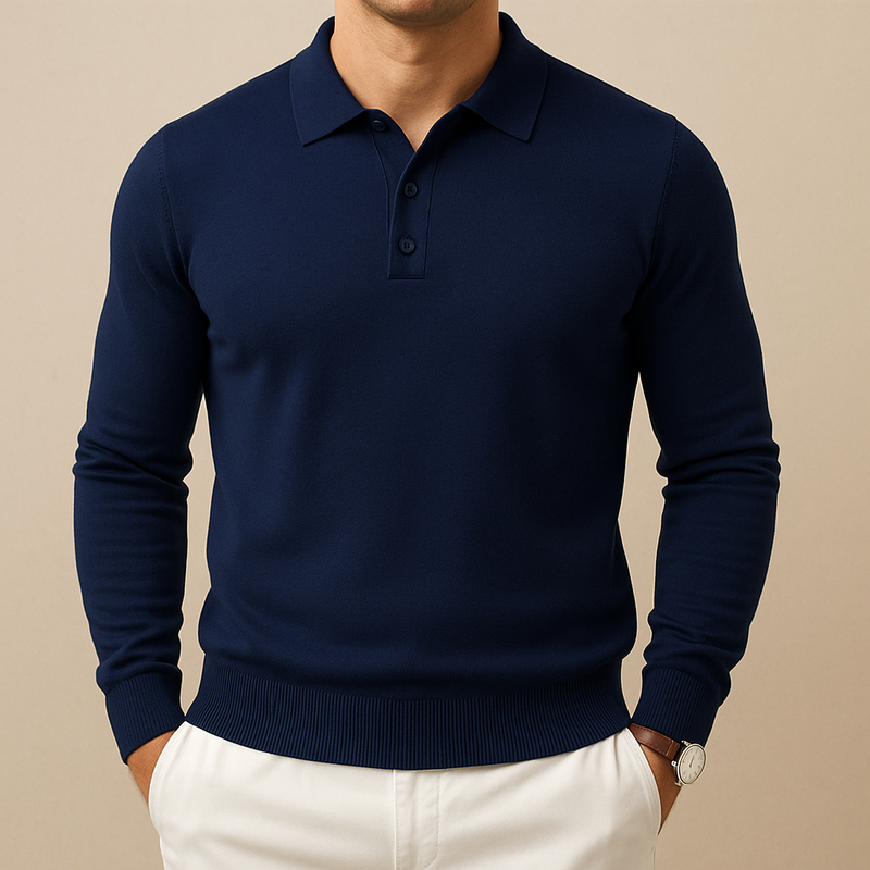 Men’s Soft Knit Long-Sleeve Polo Shirt