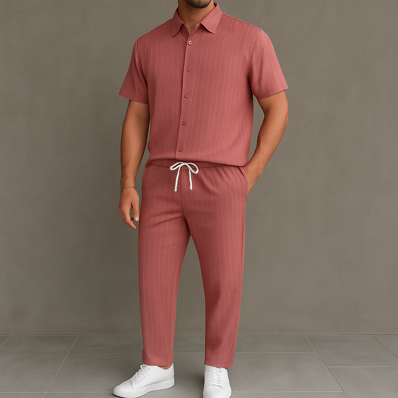 Men's Button Front Shirt & Drawstring Pocket