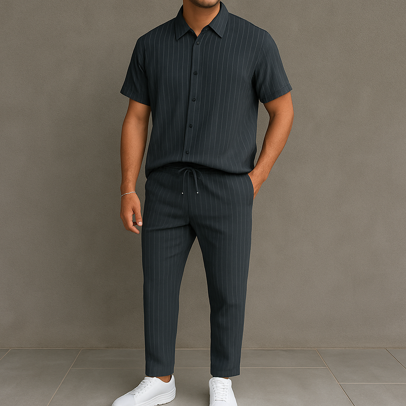 Men's Button Front Shirt & Drawstring Pocket