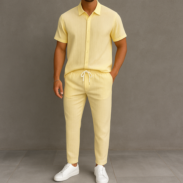 Men's Button Front Shirt & Drawstring Pocket