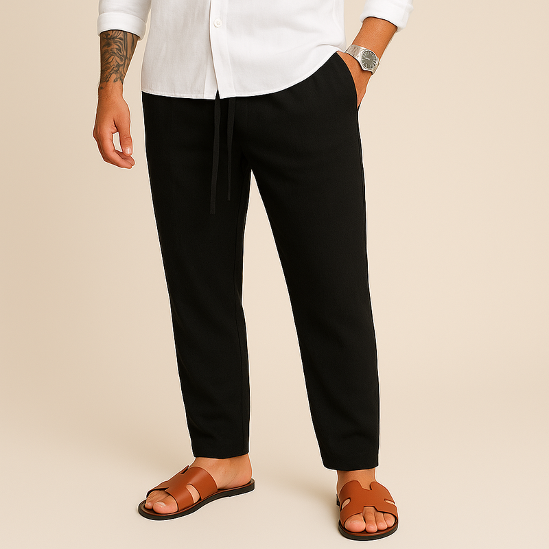 STRETCH LINEN TROUSERS