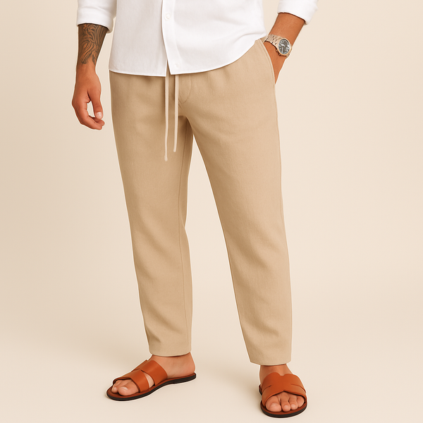 STRETCH LINEN TROUSERS