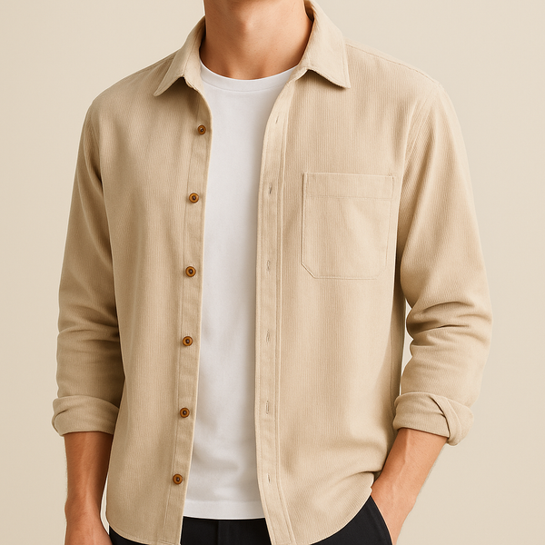 Men's Textured Corduroy Long Sleeve Shirt