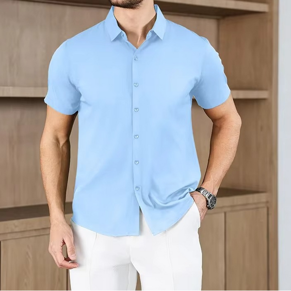 Men's Business Casual Solid Color Short Sleeve Shirt