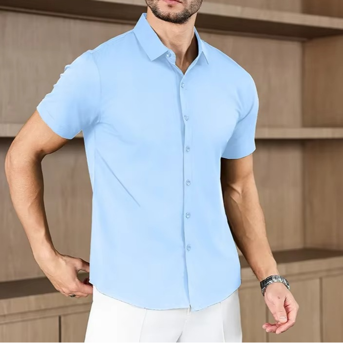 Men's Business Casual Solid Color Short Sleeve Shirt