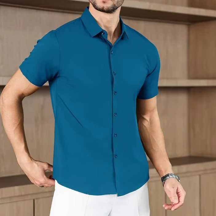Men's Business Casual Solid Color Short Sleeve Shirt