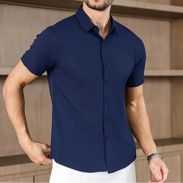Men's Business Casual Solid Color Short Sleeve Shirt