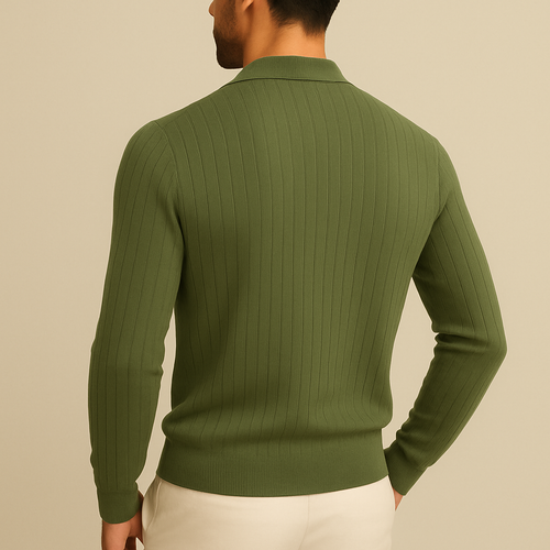 Men’s Long Sleeve Knit Polo Shirt
