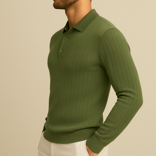 Men’s Long Sleeve Knit Polo Shirt