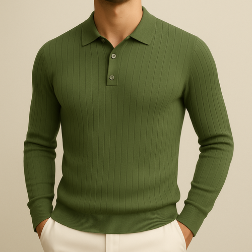 Men’s Long Sleeve Knit Polo Shirt